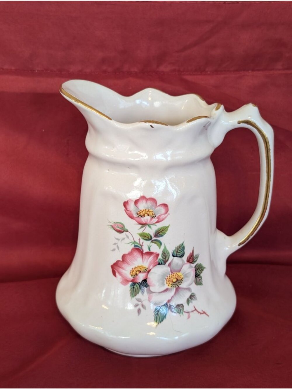Vintage Ceramic Berry Pitcher House of Webster Wild Briar Rose Victorian